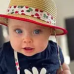 Clothing, Visage, Peau, Lip, Chin, Coiffure, Chapi Chapo, Yeux, Cap, Blanc, Sun Hat, Costume Hat, Happy, Headgear, Sourire, Bambin, Baby, People, Fedora, Baby & Toddler Clothing, Personne, Headwear