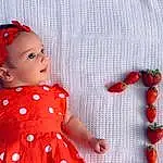 Enfant, Red, Clothing, Ã€ pois, Pattern, Orange, Bambin, Dress, Design, Baby, Baby & Toddler Clothing, Peach, Sleeve, Personne