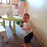 Fenêtre, Bois, Yellow, Bambin, Curtain, Table, Hardwood, Jouets, Enfant, Baby, Play, Room, Wood Flooring, Toy Vehicle, Learning, Fun, Assis, Shorts, Personne, Surprise