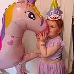 Unicorn, Party Hat, Mythical Creature, Purple, Rose, Fun, Bambin, Party Supply, Event, Magenta, Cheval, Happy, Recreation, Costume Hat, Enfant, Fictional Character, Baby & Toddler Clothing, Inflatable, Personne