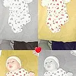 Blanc, Baby & Toddler Clothing, Textile, Sleeve, Rose, Baby, Bambin, Pattern, Linens, Art, Font, Enfant, Design, Room, Rectangle, Fashion Accessory, Baby Products, Personne, Headwear