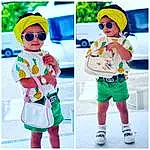Clothing, Lunettes, Footwear, VÃªtements dâ€™extÃ©rieur, Shoe, Coiffure, Bras, Goggles, Facial Expression, Vision Care, Sunglasses, Eyewear, Fashion, Sleeve, Baby & Toddler Clothing, T-shirt, Yellow, Personne, Headwear